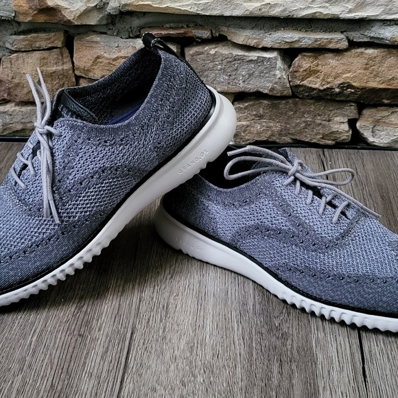 Cole Haan Shoes | Zergrand Wingtip Stitchlite Oxford Grey White Casual Shoes Mens Size 9.5 C27565 | Color: Gray/Tan | Size: 9.5 | Handmresale's Closet